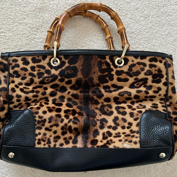 Gucci Bamboo handle Pony hair Leopard Shopper Tote - Picture 4 of 15